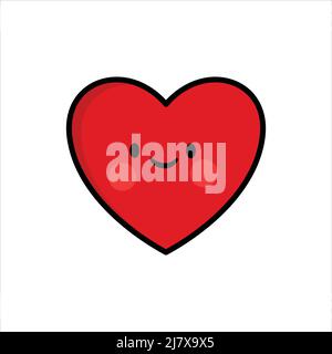 Vektor des roten Herzens auf weißem Hintergrund isoliert. Herz-Ikone in flachem Design. Rotes Kritzelherz. Stock Vektor