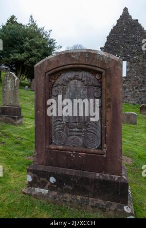 Das Grab der mütterlichen Eltern und Urgroßeltern des Dichters Robert Buns – der Familie BROUN. Kirkoswald Old Church Yard, Ayrshire, Schottland Stockfoto