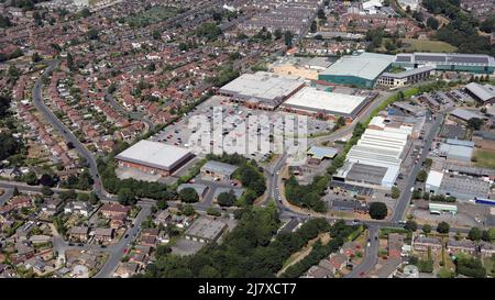 Luftaufnahme des Plumpton Park Industrial Estate, Hookstone Chase, Harrogate, North Yorkshire Stockfoto