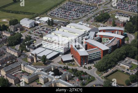 Luftaufnahme des Pinderfields General Hospital, Wakefield, West Yorkshire Stockfoto