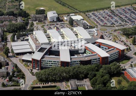 Luftaufnahme des Pinderfields General Hospital, Wakefield, West Yorkshire Stockfoto