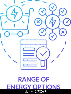 Auswahl an Energieoptionen blaues Gradientenkonzept-Symbol Stock Vektor