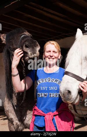 Pony Trekking, Shandon, Argyll, Schottland Stockfoto