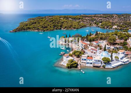 Luftaufnahme der Stadt Porto Cheli, Griechenland Stockfoto