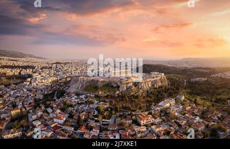 Schöner Panoramablick auf die Akropolis von Athen, Griechenland Stockfoto