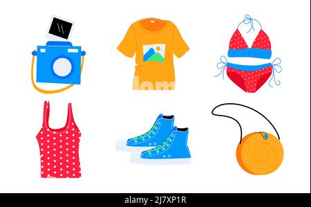 Kleidung für Jugendliche - flaches Design Stil Ikonen-Set Stock Vektor