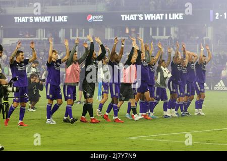 Orlando, FL: Spieler von Orlando City feiern den Sieg mit den Fans nach der Runde des 32 Spiels des Lamar Hunt U.S. Open Cup gegen die Philadelphia Stockfoto