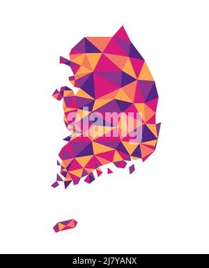Südkoreanische Polygonkarte. Low Poly trendy Stil Vektor-Karte von Südkorea. Stock Vektor