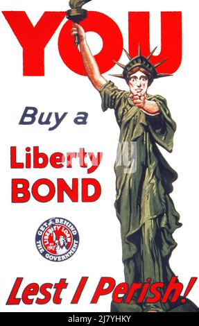 Sie kaufen EINEN Liberty Bond. Damit ich nicht zugrunde gehe. Machen Sie Sich Hinter Die Regierung. Liberty Loan von 1917. Stockfoto