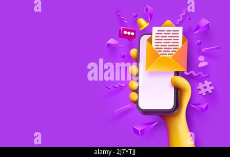 Brief Smartphone, Web-Nachricht mobile E-Mail. Vektorgrafik Stock Vektor