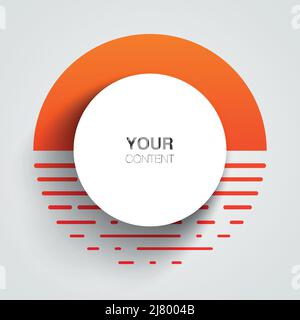 Minimalistisches Design mit Sonnenuntergang und Meer mit einem runden Textfeld Stock Vektor