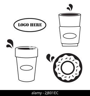 Satz linearer Symbole für Coffeeshop Stock Vektor