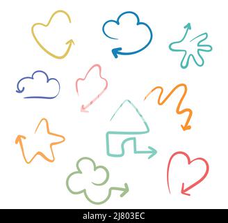 Doodle Pfeile verschiedene Formen Stock Vektor