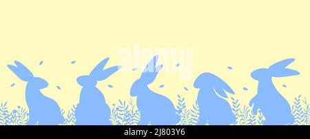 Frohe Ostern Banner. Trendiges Osterdesign mit Hase Stock Vektor