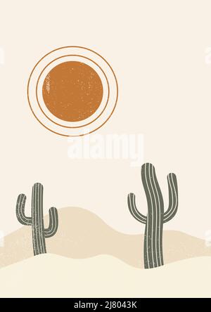 Abstrakte zeitgenössische ästhetische Wüstenlandschaft mit Textur Stock Vektor