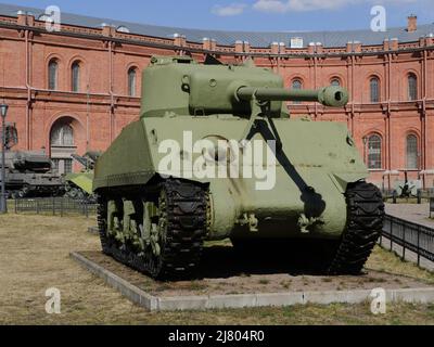 Amerikanischer Panzer Sherman Frontansicht, kämpfte im Zweiten Weltkrieg Stockfoto