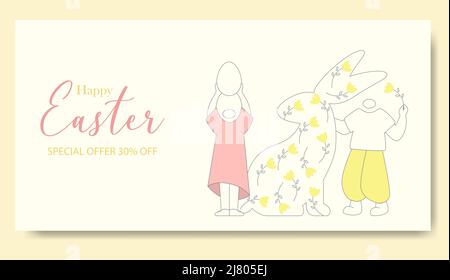 Frohe Ostern Jagd Illustration Zeichen Banner Stock Vektor