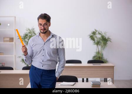 Junge Lehrerin im Klassenzimmer Stockfoto