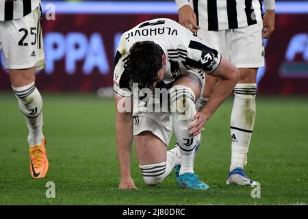 Roma, Italien. 11.. Mai 2022. Dusan Vlahovic vom FC Juventus reagiert während des Italien-Cup-Finalspiels zwischen dem FC Juventus und dem FC Internazionale im Olimpico-Stadion in Rom (Italien) am 11.. Mai 2022. Foto Andrea Staccioli/Insidefoto Kredit: Insidefoto srl/Alamy Live News Stockfoto