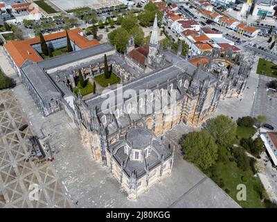 Luftaufnahme des Klosters Batalha in Zentral-Portugal, Europa Stockfoto