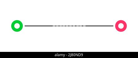 Gerade Linie vom Start bis zum Ziel. Symbol für Richtung, Ziel, Ziel, kurzer Weg, leichte Herausforderung, Schneller, idealer Plan isoliert auf weißem Hintergrund. Vektorgrafik flach Stock Vektor