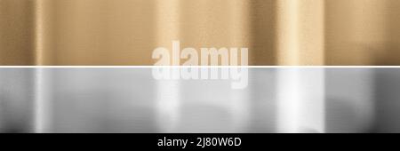 Genähte Strukturen aus Aluminium, Bronze und Messing. 3D Rendern Stockfoto