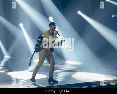 Turin, Italien, 11/05/2022, Stefan (Hope) während des Eurvision Song Contest 2022, zweites Halbfinale - Generalprobe am 11. Mai 2022 im Pala Olimpico in Turin, Italien. Foto Nderim Kaceli Stockfoto