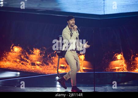 Turin, Italien, 11/05/2022, Stefan (Hope) während des Eurvision Song Contest 2022, zweites Halbfinale - Generalprobe am 11. Mai 2022 im Pala Olimpico in Turin, Italien. Foto Nderim Kaceli Stockfoto