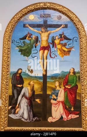 Gemälde mit dem Titel „die zweite Kreuzigung“ des italienischen Künstlers Raphael aus dem Jahr 1502 Stockfoto