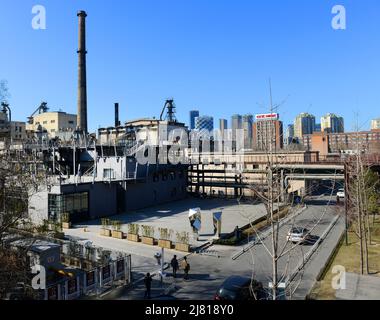 Ein Blick auf die Kunstzone 798 in Peking, China. Stockfoto