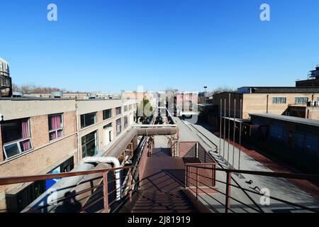 Ein Blick auf die Kunstzone 798 in Peking, China. Stockfoto