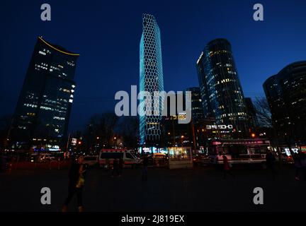 Das ultramoderne Sanlitun SOHO Shopping & Bushiness Center und das Intercontinental Sanlitun in Chaoyang, Peking, China. Stockfoto