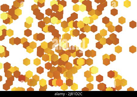 Goldener Hintergrund mit Wabenformen. Vektorgrafik. Muster mit Glitzereffekt. Schablonentextur für Einladung, Poster, Karte, Banner Stock Vektor