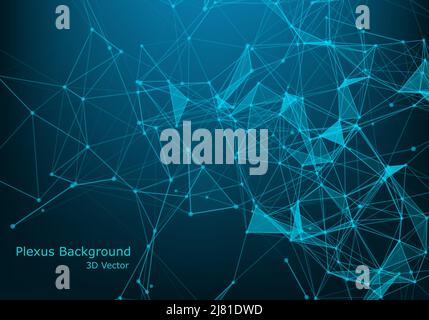 Abstrakter polygonaler Hintergrund mit verbundenen Linien und Punkten. Minimalistisches geometrisches Muster. Molekülstruktur und Kommunikation. Grafischer Plexus zurück Stock Vektor