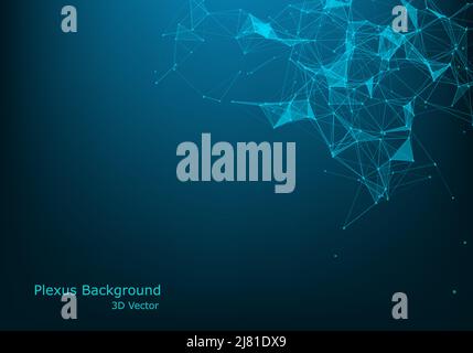 Abstract 3D Technologie futuristische geometrische und Wissenschaft Neon Hintergrund. Digitale Plexus-Tapete. Geschäftskonzept. Medizinische Struktur und artificia Stock Vektor