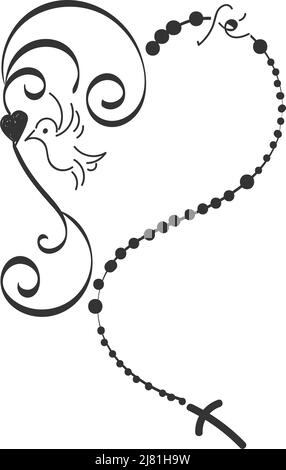 Katholischer Rosenkranz stock abbildung. Illustration von nadel