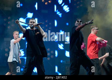 Turin, Italien. 11.. Mai 2022. Turin, 11. Mai 2022, ItalienEurovision Village, Parco del Valentino Gruppen, die sie vertreten: Frankreich, Norvway, Ukraine beim Eurovision Song Contest 2022 Kalush Orchestra (Ukraine) Credit: Independent Photo Agency/Alamy Live News Stockfoto