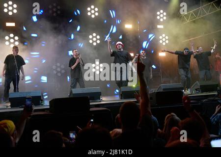 Turin, Italien. 11.. Mai 2022. Turin, 11. Mai 2022, ItalienEurovision Village, Parco del Valentino Gruppen, die sie vertreten: Frankreich, Norvway, Ukraine beim Eurovision Song Contest 2022 Kalush Orchestra (Ukraine) Credit: Independent Photo Agency/Alamy Live News Stockfoto