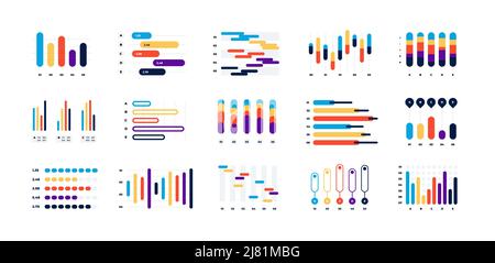 Diagramm. Infografik zur Finanzstatistik, Aktien- und Geschäftshistogramm, Layout der modernen Finanzanalyse. Vektor-isolierter Satz Stock Vektor