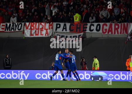 Buenos Aires, Argentinien. 11.. Mai 2022. Tigre-Spieler feiern, nachdem sie beim Copa de la Liga-Spiel 2022 zwischen River Plate und Tigre im Estadio Mas Monumental ein Tor erzielt haben. Endergebnis; River Plate 1:2 Tigre. (Foto: Manuel Cortina/SOPA Images/Sipa USA) Quelle: SIPA USA/Alamy Live News Stockfoto