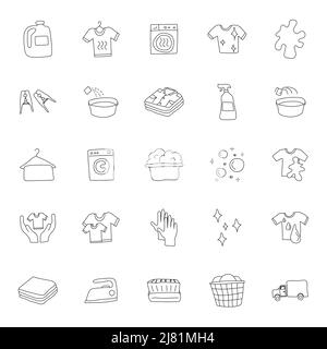 Wäsche von Hand gezeichnete lineare Kritzeleien Stock Vektor