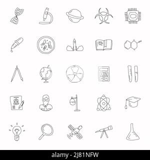 Wissenschaft von Hand gezeichnete lineare Kritzeleien Stock Vektor