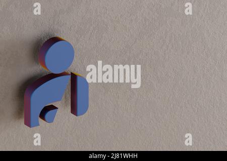 Schöne abstrakte Illustrationen Blaue Symbole für Personenschäden auf einem Wandhintergrund. 3D Rendering-Illustration. Hintergrundmuster für Design. Stockfoto