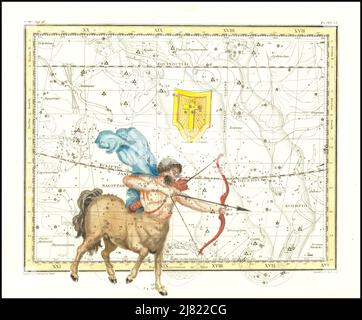 Alexander Jamieson - Sagitarrius der Bogenschütze - Tafel 20 aus Einem Himmelsatlas mit einer systematischen Darstellung des Himmels - 1822 Stockfoto