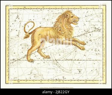 Alexander Jamieson - Löwe - Tafel 17 aus Einem Himmelsatlas mit einer systematischen Darstellung des Himmels - 1822 Stockfoto