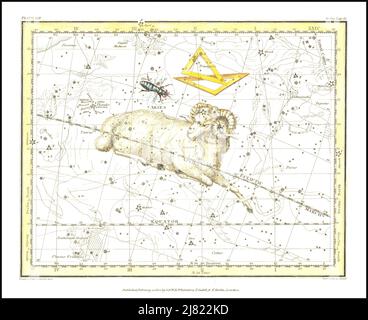 Alexander Jamieson - Widder, Triangula und Musca - Tafel 13 aus Einem Himmelsatlas mit einer systematischen Darstellung des Himmels - 1822 Stockfoto