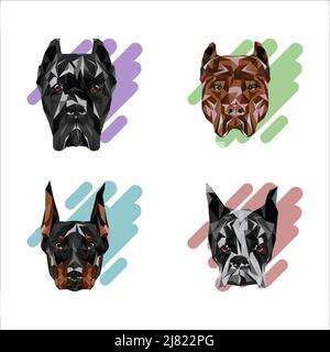 Set von Hunden im Kubismus Stock Vektor
