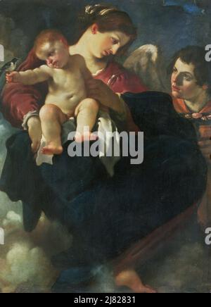 Madonna mit Kind mit Schwalbe (Madonna della Rondinella) von Guercino (Giovanni Francesco Barbieri) (1591-1666); Palazzo Pitti, Florenz, Italien; Italienisch, Außerhalb des Urheberrechts. Stockfoto