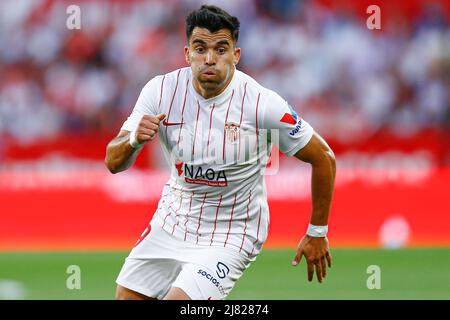 Sevilla, Spanien. 11.. Mai 2022. Marcos Acuna vom FC Sevilla während des La Liga-Spiels zwischen dem FC Sevilla und der RCD Mallorca spielte am 11. Mai 2022 im Sanchez Pizjuan Stadium in Sevilla, Spanien. (Foto von Antonio Pozo/PRESSINPHOTO) Quelle: PRESSINPHOTO SPORTS AGENCY/Alamy Live News Stockfoto