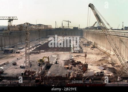 Dubai VAE Dubai Dry Dock 1977 im Bau Stockfoto